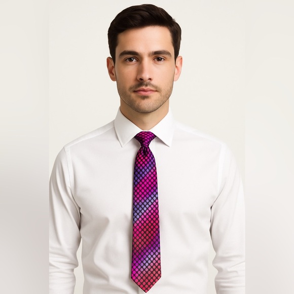 Ted Baker London Silk Tie – Purple/Red Dot Pattern with Paisley Lining - Picture 1 of 6